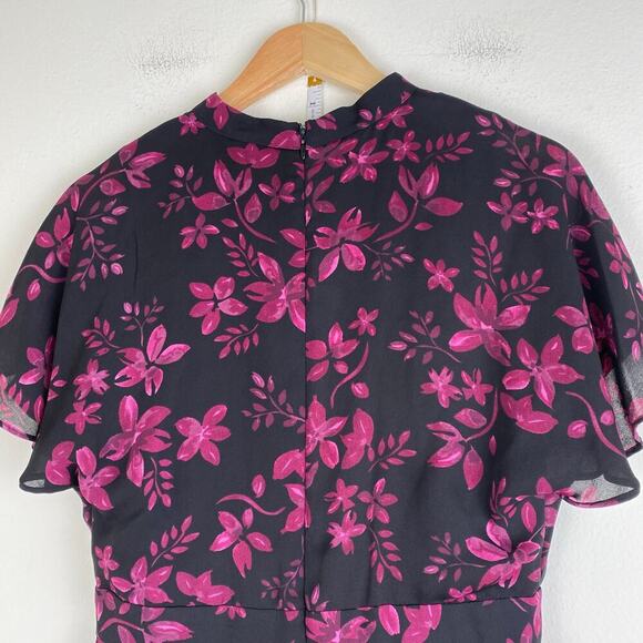 Parker Floral Mini Dress Size Medium Midnight Fleur Black Purple *flaw - Picture 9 of 15